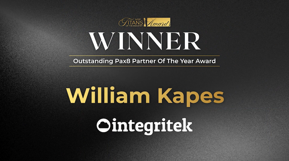 Integritek William Kapes Pax8 Award